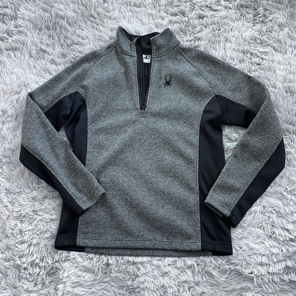 Spyder Outbound Sweater Mens Large Gray/Black 1/4 Zip Pullover‎ Spider 186400